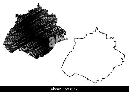 Aguascalientes (États-Unis du Mexique, Mexique, République fédérale) map vector illustration, croquis Gribouillage à l'État libre et souverain d'Aguascalientes m Illustration de Vecteur