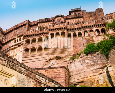 Maharajah impressionnant Palace à fort Mehrangarh, Jodphur, Rajasthan, Inde Banque D'Images