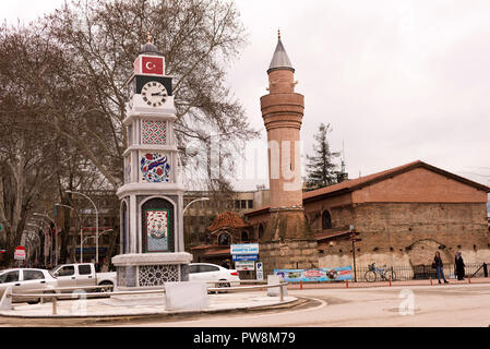 Iznik, Turquie - 25 Février 2018 : tour de l'horloge à Iznik Iznik square. Banque D'Images