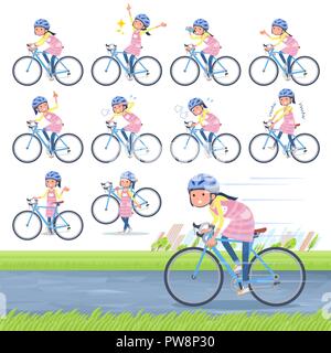 Un ensemble d'assistante maternelle les femmes sur un vélo de route.Il y a une action qui connaît.C'est vectoriel, il est donc facile à modifier. Illustration de Vecteur