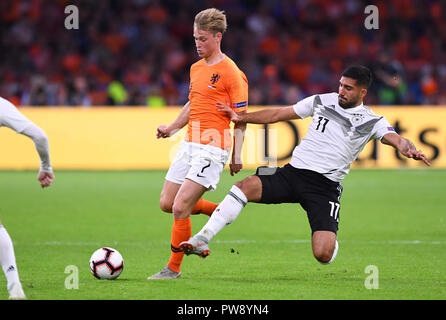 Duels, duel Emre pouvez (Allemagne) / r. et Frenkie de Jong (NL). GES / football / Ligue des Nations Unies : Pays-Bas - Allemagne, 13.10.2018 Football / Soccer : Ligue des Nations Unies : l'Allemagne contre les Pays-Bas, Amsterdam, Octobre 13, 2018 | dans le monde d'utilisation Banque D'Images