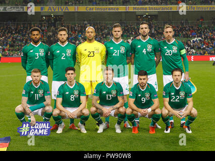 Aviva Stadium de Dublin, Irlande. 13 Oct, 2018. Nations Unies l'UEFA football Ligue, l'Irlande et le Danemark ; Rep de l'Irlande à partir de la ligne d'Action : Crédit Plus Sport/Alamy Live News Banque D'Images