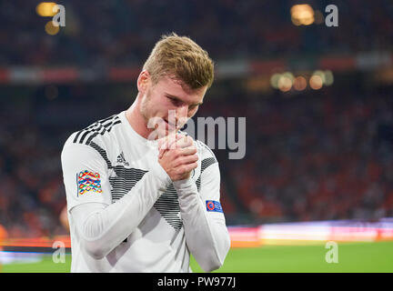 Amsterdam, Pays-Bas. 13 octobre 2018 Timo WERNER, DFB 9 triste après grande chance pour le but Pays-Bas - Allemagne 3-0 Nations du Football League, de la saison 2018/2019, Amsterdam, Pays-Bas, le 13 octobre 2018. © Peter Schatz / Alamy Live News Banque D'Images