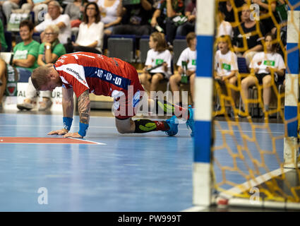 Berlin, Allemagne. 14 octobre 2018. 14 octobre 2018, Allemagne, Berlin : Handball : Bundesliga, Fuechse vs TBV Lemgo Berlin Lippe, Journée 9 : Patrick Zieker de Lemgo est sur le terrain. Photo : Fabian Sommer/dpa dpa : Crédit photo alliance/Alamy Live News Banque D'Images