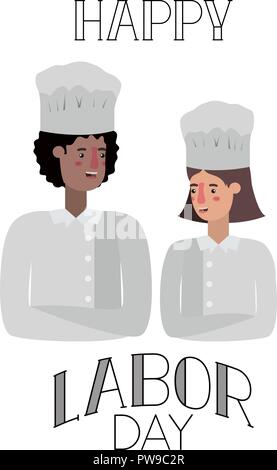 Couple de cuisiniers célébrant la fête du travail le caractère d'avatar Illustration de Vecteur