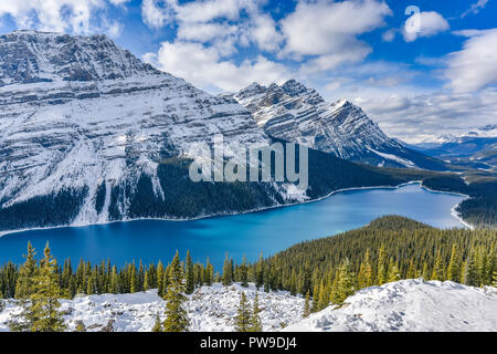 Lac Peyto, en hiver, parc national Banff, Alberta, Canada Banque D'Images