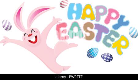 Jour de Pâques vector avec un mignon lapin. Isolées. Illustration de Vecteur