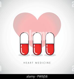 La médecine du cœur comprimé capsule inscription EPS10 vector illustration Illustration de Vecteur