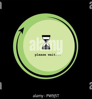Veuillez patienter chargement infographie avec hourglass dans un cercle vert illustration vecteur EPS10 Illustration de Vecteur