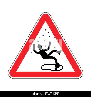 Attention La route de glace glissante en hiver. Attention glisser sur la glace. Red Road danger sign Illustration de Vecteur