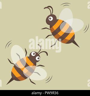 Deux abeilles isolées. Photo Vector. Style Cartoon Illustration de Vecteur