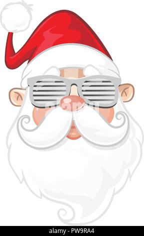 Portrait du Père Noël cool avec des lunettes - cartoon style Illustration de Vecteur