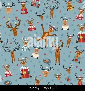 Renne mignon motif transparente télévision. Des éléments pour les fêtes de noël, cartes de voeux design de l'affiche. Vector illustration Illustration de Vecteur