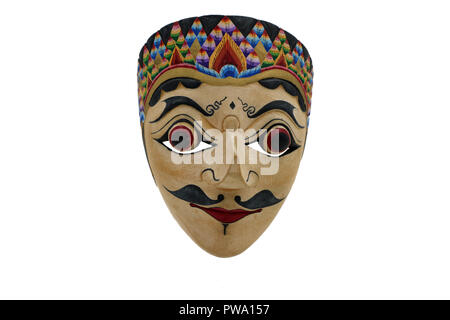 Un indonésien, masque topeng, maschera sur fond blanc Banque D'Images