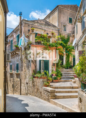 Vue panoramique à Modica, célèbre ville baroque en Sicile, Italie. Banque D'Images