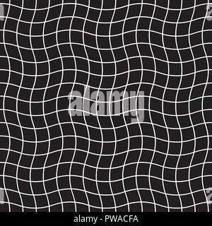 Grille sans couture ondulée. Arrière-plan de maillage à damier géométrique abstrait. Banque D'Images