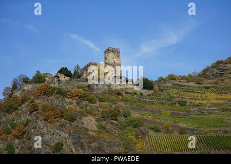 Burg Gutenfels, Kaub, Welterbe Oberes Mittelrheintal Kulturlandschaft, Rhein, Deutschland, Europa Banque D'Images