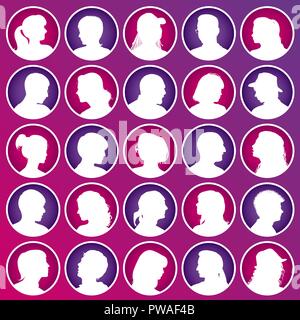 Vector set des avatars avec des silhouettes de personnes réalistes Illustration de Vecteur