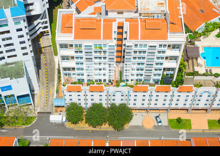 Vue aérienne de la rue de Chinatown à Singapour Banque D'Images