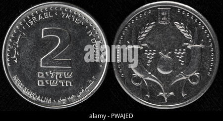 2 coin Sheqalim, Israël Banque D'Images