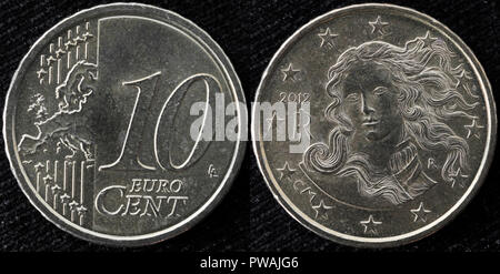 10 Euro cent coin, Italie, 2012 Banque D'Images