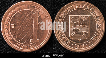 1 coin centimo, Venezuela, 2009 Banque D'Images