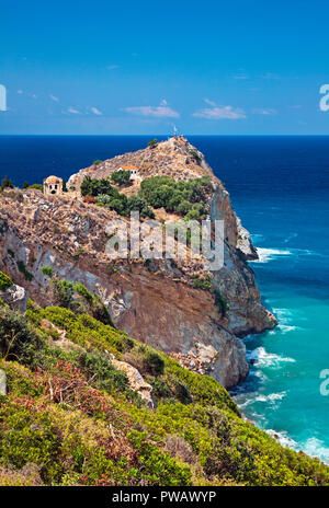 Avis de Kastro (littéralement "château"), la ville fortifiée médiévale - capitale de l'île de Skiathos, Sporades du Nord, Magnessia, Thessalie, Grèce. Banque D'Images