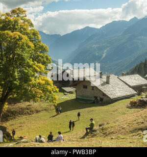 Gressoney-Saint-Jean, un village de la Vallée de Gressoney, dans la région de 'Vallée' SW Italie Banque D'Images