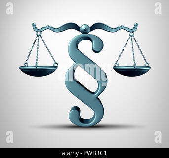Paragraph sign symbole juridique comme une loi d'équilibre avec un arbitrage ou une loi comme une icône 3D render. Banque D'Images