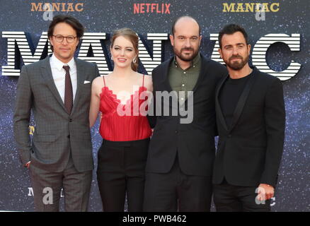 Maniac UK Netlix PLAT Première au Southbank Centre, Londres avec : Cary Joji Fukunaga, Emma Stone, Patrick Somerville Où : London, Royaume-Uni Quand : 13 Sep 2018 Source : WENN.com Banque D'Images