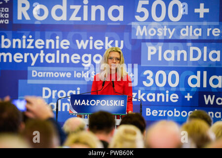 Cracovie, Pologne . 14Th Oct, 2018. La loi et la justice, Malgorzata candidat prend la parole lors du Wassermann droit et de la Justice Convention à Cracovie avant les élections locales à Holiday Inn Hotel. Credit : SOPA/Alamy Images Limited Live News Banque D'Images