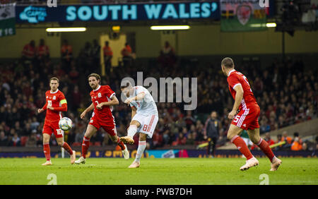 Cardiff, Royaume-Uni. 11Th Oct, 2018. Koke (Espagne) vu en action au cours de la Pays de Galles / Espagne match amical au Stade National ".score final 1-4 pays de Galles Espagne Crédit : Gary Mitchell/SOPA Images/ZUMA/Alamy Fil Live News Banque D'Images