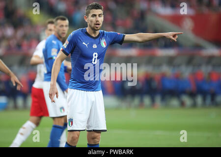 CHORZOW, Pologne - 14 octobre 2018 : UEFA Ligue des Nations Unies 2019 - Pologne - Italie o/p Jorginho Crédit : Marcin Kadziolka/Alamy Live News Banque D'Images