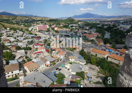 Akhaltsikhe Cityscape vue depuis la forteresse de jour Tour Rabati Banque D'Images