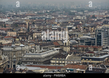 Budapest, vue panoramique de la colline de Gellért. Hongrie Banque D'Images