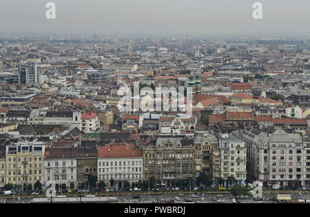 Budapest, vue panoramique de la colline de Gellért. Hongrie Banque D'Images