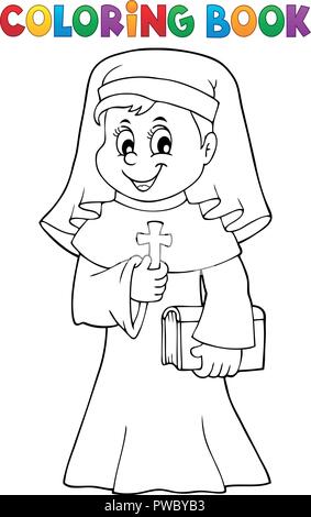 Livre de coloriage professionnels nun Sujet 1 - eps10 vector illustration. Illustration de Vecteur