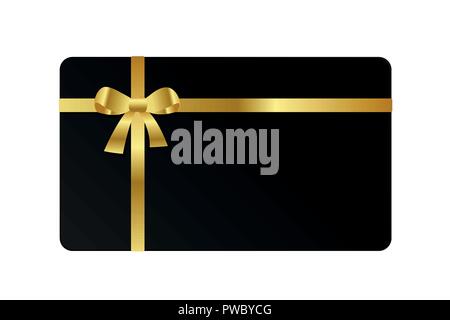 Carte cadeau noir avec ruban bow or EPS10 vector illustration Illustration de Vecteur