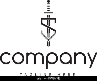 S lettre Shield logo vector droit Illustration de Vecteur