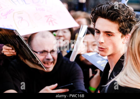 Timothée Chalamet acteur à la London Film Festival de beau garçon le samedi 13 octobre 2018 s'est tenue au Cineworld Leicester Square, Londres. Sur la photo : Timothée Chalamet. Photo par Julie Edwards. Banque D'Images