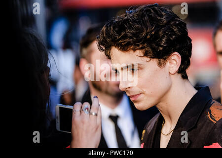 Timothée Chalamet acteur à la London Film Festival de beau garçon le samedi 13 octobre 2018 s'est tenue au Cineworld Leicester Square, Londres. Sur la photo : Timothée Chalamet. Photo par Julie Edwards. Banque D'Images