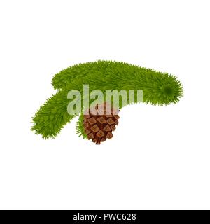 La direction générale de l'arbre de Noël avec cône de pin. L'hiver et nouvelle année s Illustration de Vecteur