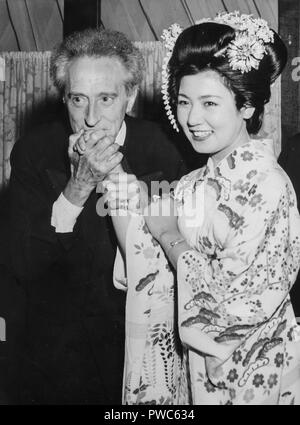 Nasaka nakamura, Jean Cocteau, festival de Cannes, 1957 Banque D'Images