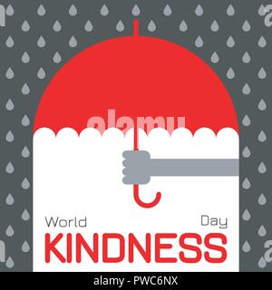 Journée mondiale de la gentillesse. Place proposant un parapluie sous la pluie. Nom de l'événement Illustration de Vecteur