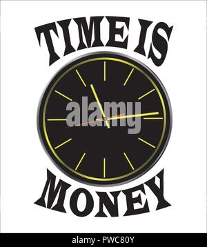 L'état déplié. Horloge avec les mains. Le temps est argent .isolé, blanc. Vecteur Illustration de Vecteur