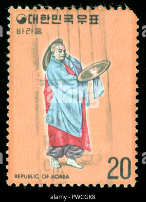 Timbre cachet de la Corée du Sud dans la musique folklorique série émise en 1975 Banque D'Images