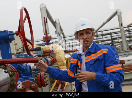 La station de séparation des gaz de l'usine de Gazprom PAO Astrakhan, Russie. Banque D'Images