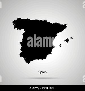 Espagne carte pays, simple silhouette noire Illustration de Vecteur