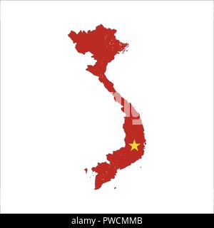 Silhouette de pays Vietnam avec drapeau sur le fond blanc Illustration de Vecteur