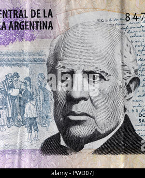 Portrait de Domingo Faustino Sarmiento de billet de 50 pesos, Argentine Banque D'Images